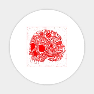 HomeSchoolTattoo Mechanical Tattoo Skull RED Magnet